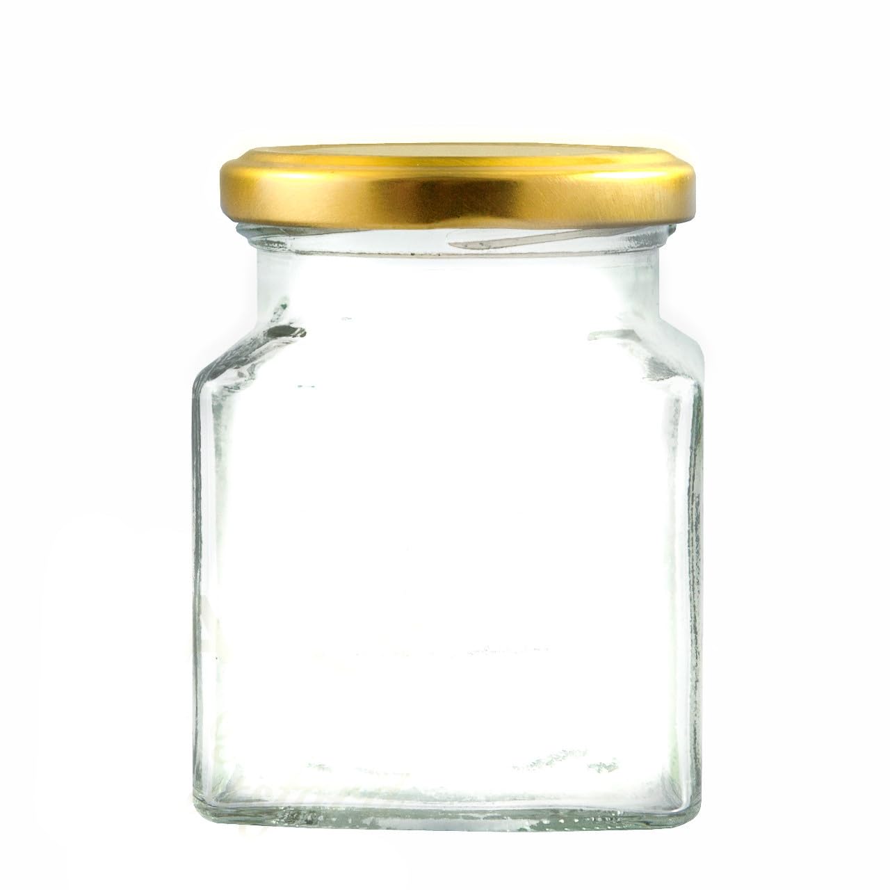 Wares Of Knutsford Gold Lid 12 X 282Ml Square Glass Jar (Pack Of 12, )