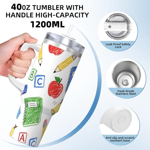 Vaso aislado de 40 oz con tapa de pajilla Crayon Doodle para coche 5