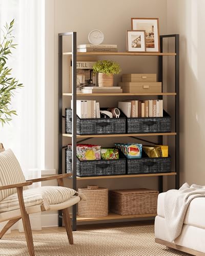 SONGMICS Collapsible Storage Boxes, Set of 6 Fabric Storage Baskets, 40 x 30 x 20 cm, Wadrobe Storage Organisers, 3 Handles, for Bedroom, Living Room - Image 8