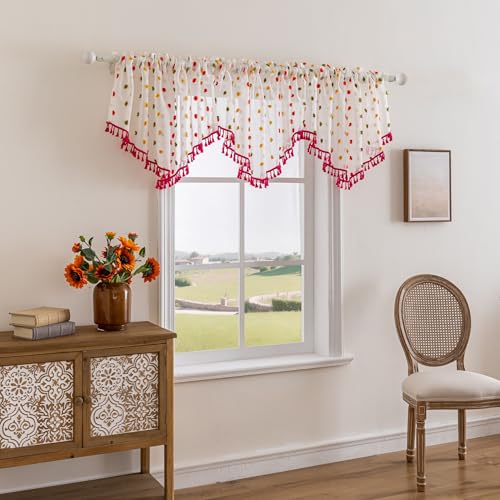 Visillo con pompones alegres de jacquard para crear un hogar acogedor 3