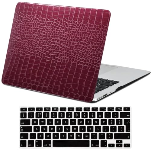 Funda MacBook Air 13 para llevar a la oficina o universidad carcasa dura imitación caimán rojo