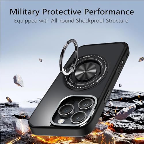 Image of KARWAN️360 Degree Stand with Mag-Safe Case with N52 Strong Magnets Mag-Safe Phone case Cover for iPhone 16 Pro Max || Mobile Back Cover for iPhone 16 Pro Max || Black