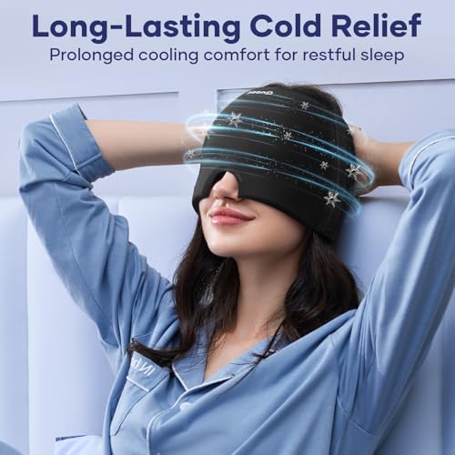 Migraine Relief Cap, Headache Relief Cap Mask Products, Cooling Odorless Gel Ice Head Wrap for Tension, Stress,Hangover & Puffy Eyes - Image 4