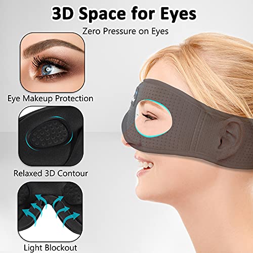 Image of LC-dolida Sleep Mask with Bluetooth Headphones,Sleep Headphones Bluetooth Sleep Mask 3D Sleeping Headphones for Side Sleepers Best Gift and Travel Essential (Elegant Black)