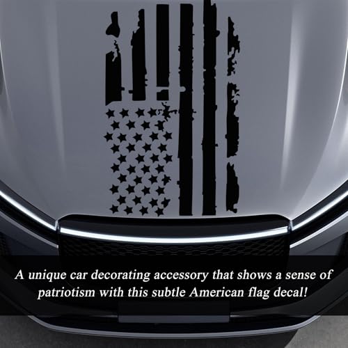 Image of Wevdn American Flag Sticker, 11.8 inch 23.6 inch, Black, PVC, Modern, Waterproof, Bumper Sticker