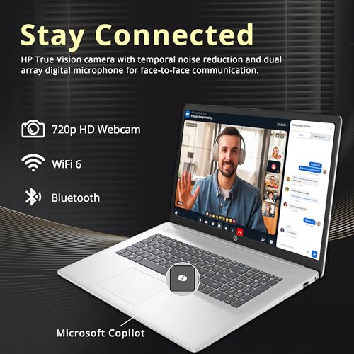 Image of HP 17.3 inch FHD IPS Business Laptop, AMD Ryzen 5 7520U, 8GB LPDDR5, 2.16TB Storage (2TB SSD+160GB Docking Station Set), AMD Radeon Graphics, Numeric Keypad, 720p HD Webcam, Wi-Fi 6, Win 11, Silver