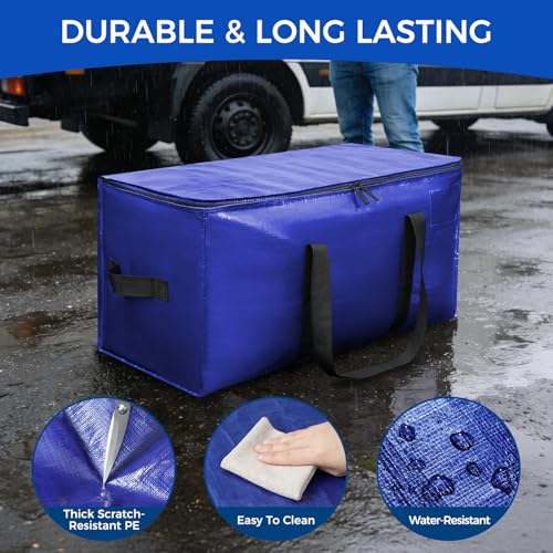 Image of BAGAIL Heavy Duty Moving Bags with Strong Handle, Extra Large Moving Boxes, Storage Tote for Clothes, College Moving Supplies(Dark Blue, 12 Pack)