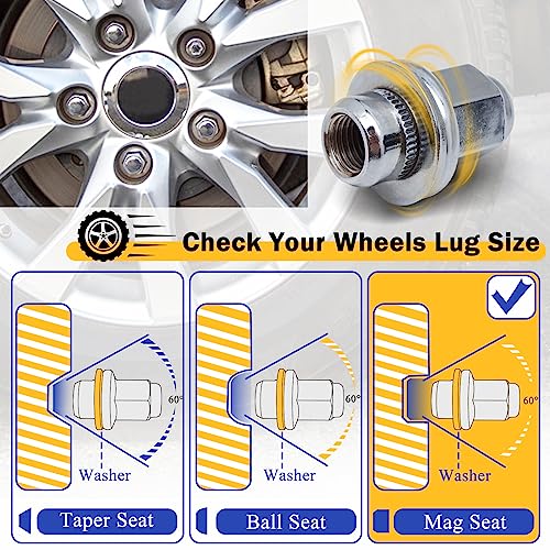 Image of 20PCS M14x1.5 Lug Nut - 7 /8 inch 22mm Hex 47mm Length - Chrome Factory Style Wheel Nuts for Toyota Land Cruiser Sequoia Tundra Lexus LX470 LX570 (OEM# 611-277)