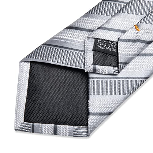 Image of DiBanGu Extra Long Tie for Men 63 inch XL Silk Necktie Set | Pocket Square and Cufflinks, Big and Tall, Jacquard Woven, Gift Box, Paisley /Plaid /Solid /Striped, for Weddinng Party Business