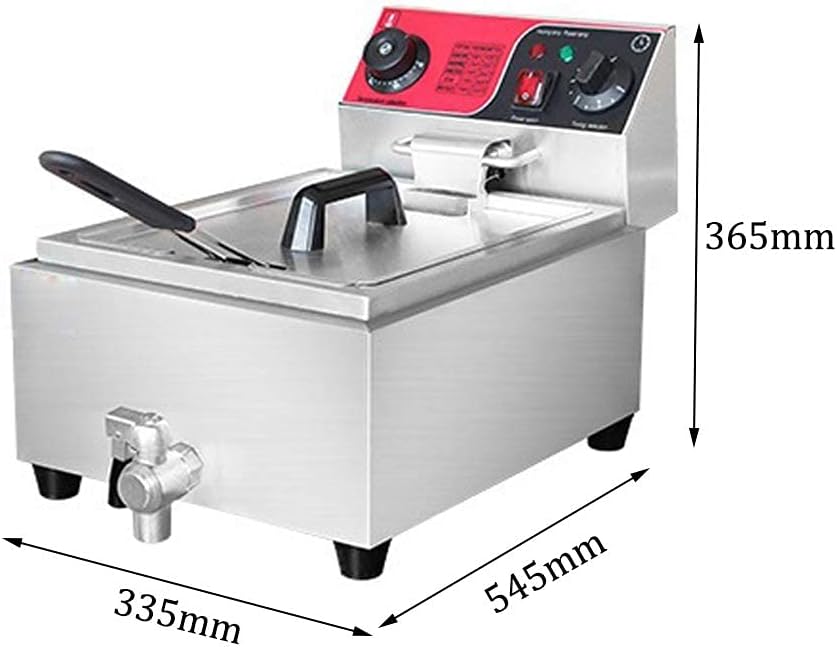 Fryer Basket, Electric Fryer 6L 2500W Single Fryer with Oil Filter, Commercial Fryer with Thermostat and Timer Function, Easy Cleaning