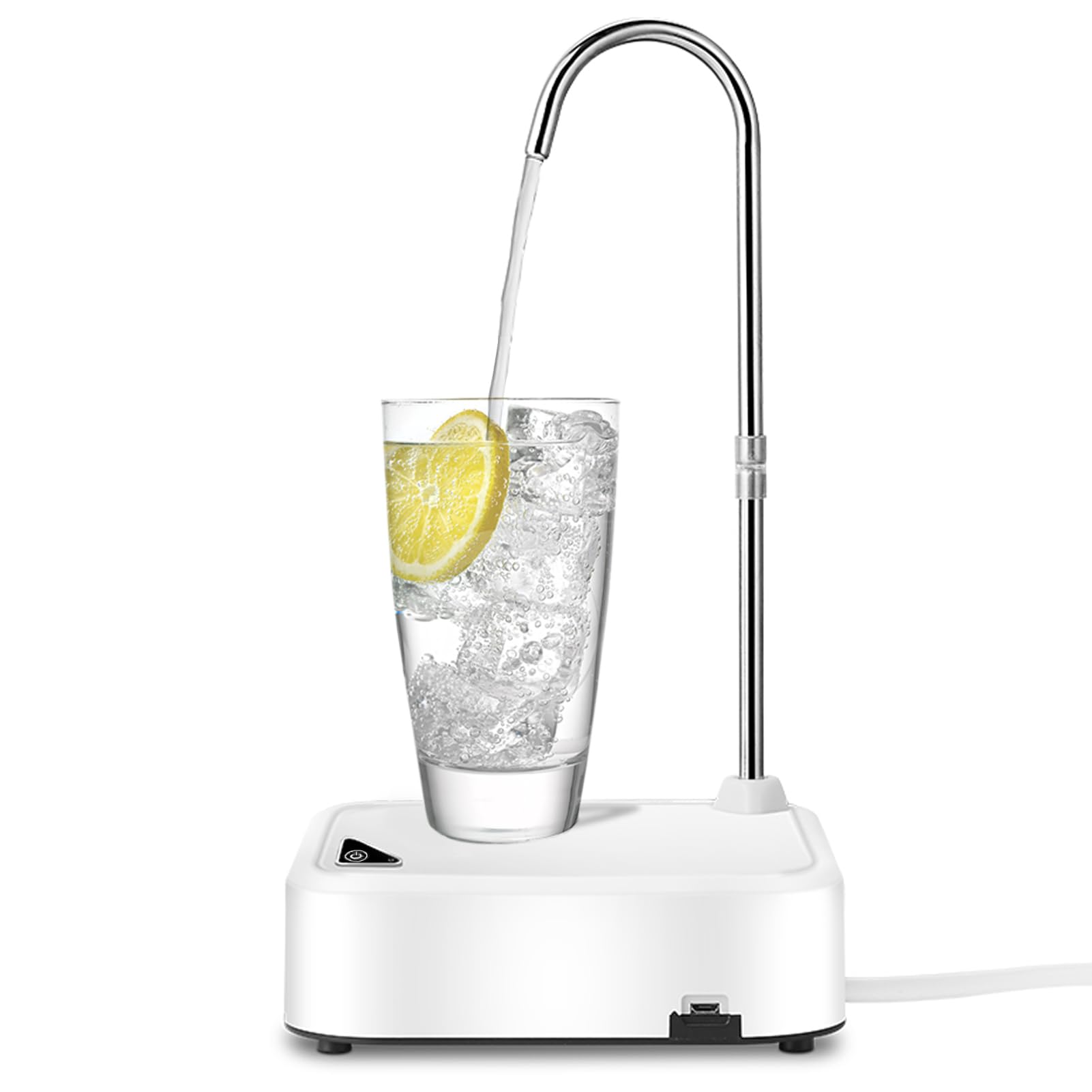 Water Dispenser Countertop 2in1 Portable Electric Water Bottle Pump for 5 Gallon & Universal Bottles USB Rechargeable Desktop Water Dispenser for Home Office (Water Pump-White)