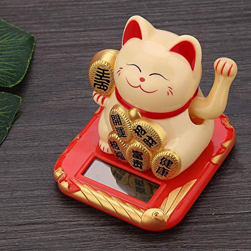 Solar Powered Waving Lucky Fortune Cat Welcoming Cat Adorable Waving Beckoning Fortune Lucky Cat Home Car Decor Ornaments - Image 3