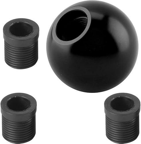 Miniatura 4 de Fydun Pomo de cambio universal negro con forma de bola redonda cabeza de cambio manual con 3 adaptadores