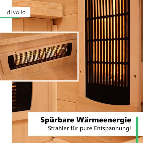 di volio Infrarotsauna Loimaa IV, Infrarotkabine für 4 Personen, aus Holz, Vollspektrumstrahler, LED-Farblichttherapie & Ionisator, 190x180x120 cm, (4-Personen)