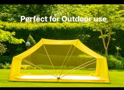 Image of Elegant Premium Cotton Mosquito Net for King Size Bed(6x7 Feet Yellow) | Foldable Machhardani with High-Density Mesh & Washable | 360* Protaction from Mosquito