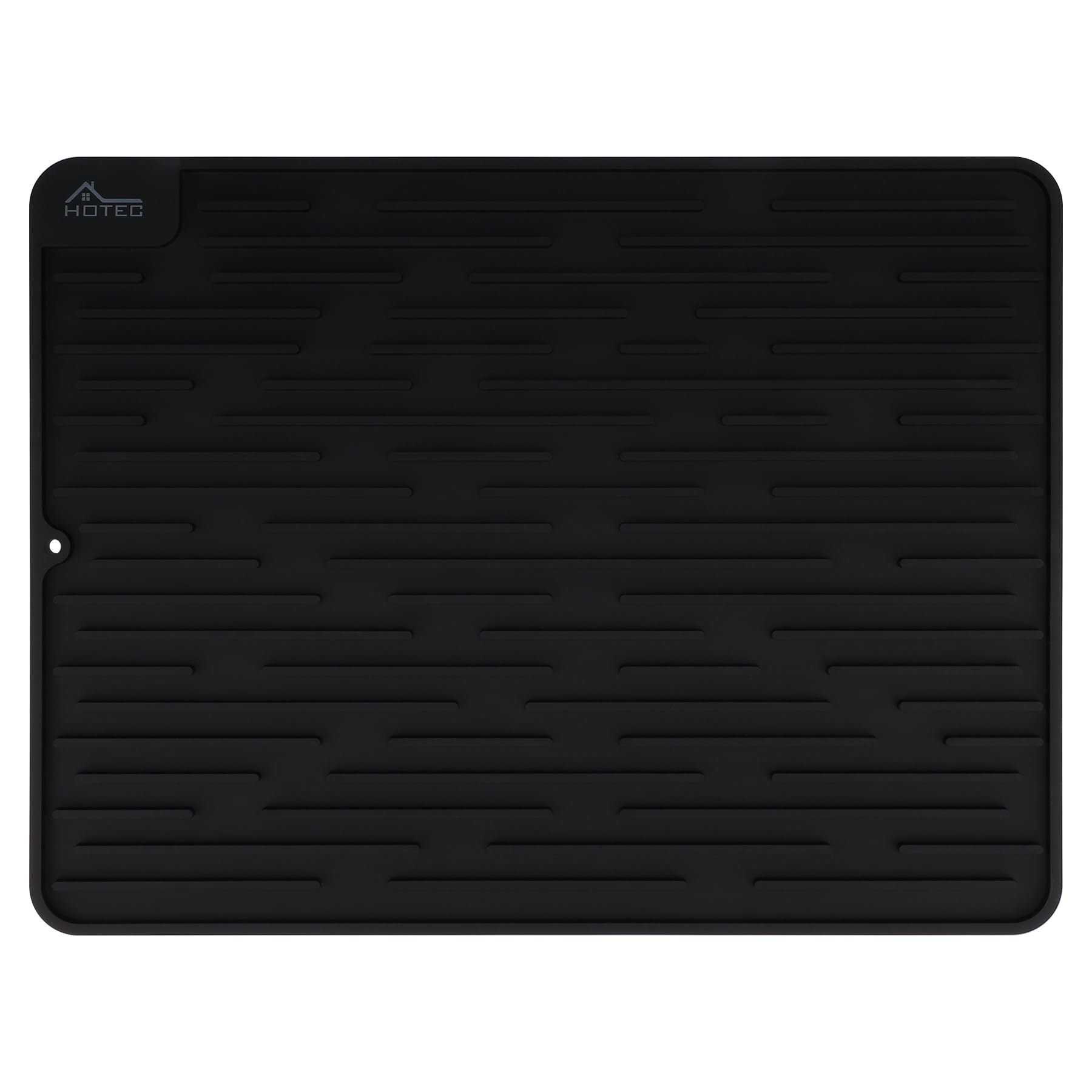 HOTECLarge Heat-Resistant Silicone Dish Drying Mat - Versatile Kitchen Counter Protector, Easy to Clean, Non-Slip, BPA-Free - 16" x 12" (Black)