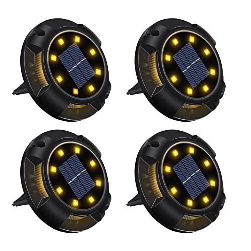 Laliled Solar Ground Lights for Outdoor Garden 4 PCS 12 LED Solar Lights for Ground,Path Lights Waterproof IP65 for Patio, Lawn, Garden and Paths Decoration