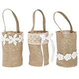 MAGICLULU 3pcs DIY Burlap Bag Sundries Organizer Basket Wedding Basket Burlap Flower Girl Basket Baskets Candy Bags Wicker Easter Basket Flower Girl Baskets for Weddings Linen