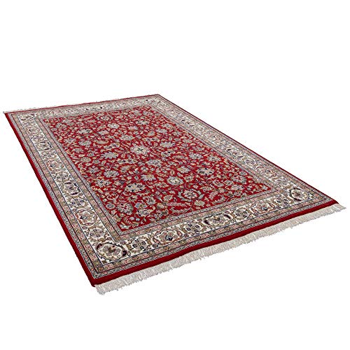 THEKO | Traditioneller Orientteppich aus 100% Schurwolle Perserteppich mit Isfahan Muster | handgeknüpft | Rot | 40x60cm – Bild 3