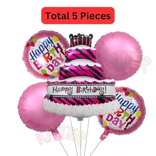 Image of KITTER Big Cake Shape Foil Balloon For Birthday | Princess Theme Cake Foil Balloons For Girls Birthday Decorations | Girls Birthday Decoration & Party Supplies (Cake Theme)