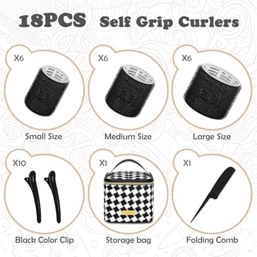 Hair Roller Set 18 pcs,Hair rollers with hair clips and comb,Salon hairdressing curlers,DIY Hair Styles, Sungenol 3 Sizes Hair Rollers in 1 set