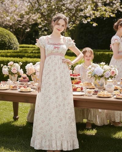 Image of NSPSTT Women Girls American Pioneer Colonial Dress Prairie Costume