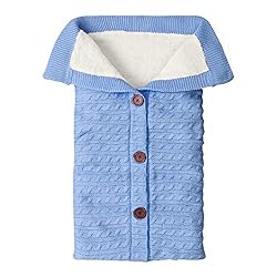 Newborn Baby Swaddle Blanket, Baby Kids Toddler Knit Soft Warm Fleece Blanket Swaddle Sleeping Bag Stroller Unisex Wrap…