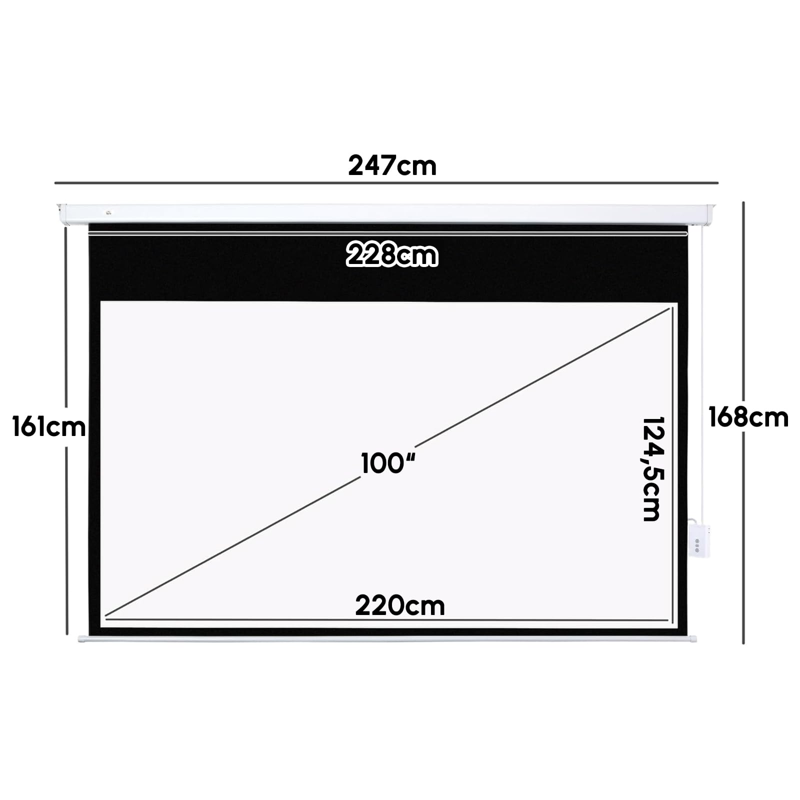 Fabulcozy Schermo di Proiezione Motorizzato, Avvolgibile e a Scomparsa da 84 Pollici Formati 4:3 Bianco per Proiettore 171x130cm