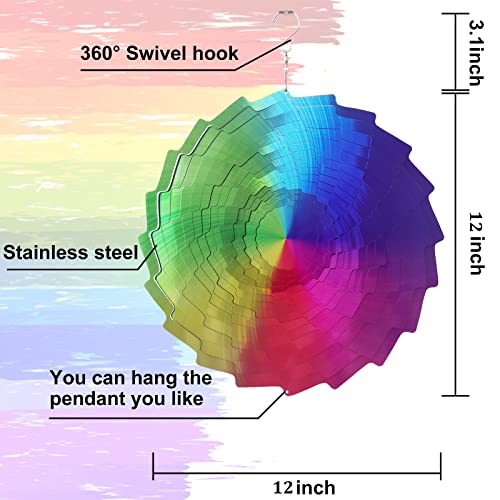 Shangfei Rainbow Wind Spinners,12 Inch Garden Spinners,Ornament Outdoor Spinners,Christmas Whirligig Gift With Pedant,Sun Catcher Kinetic Yard Art Lawn Décor-Rainbow Chime Indoor/Outdoor Décor, Green #TOP2