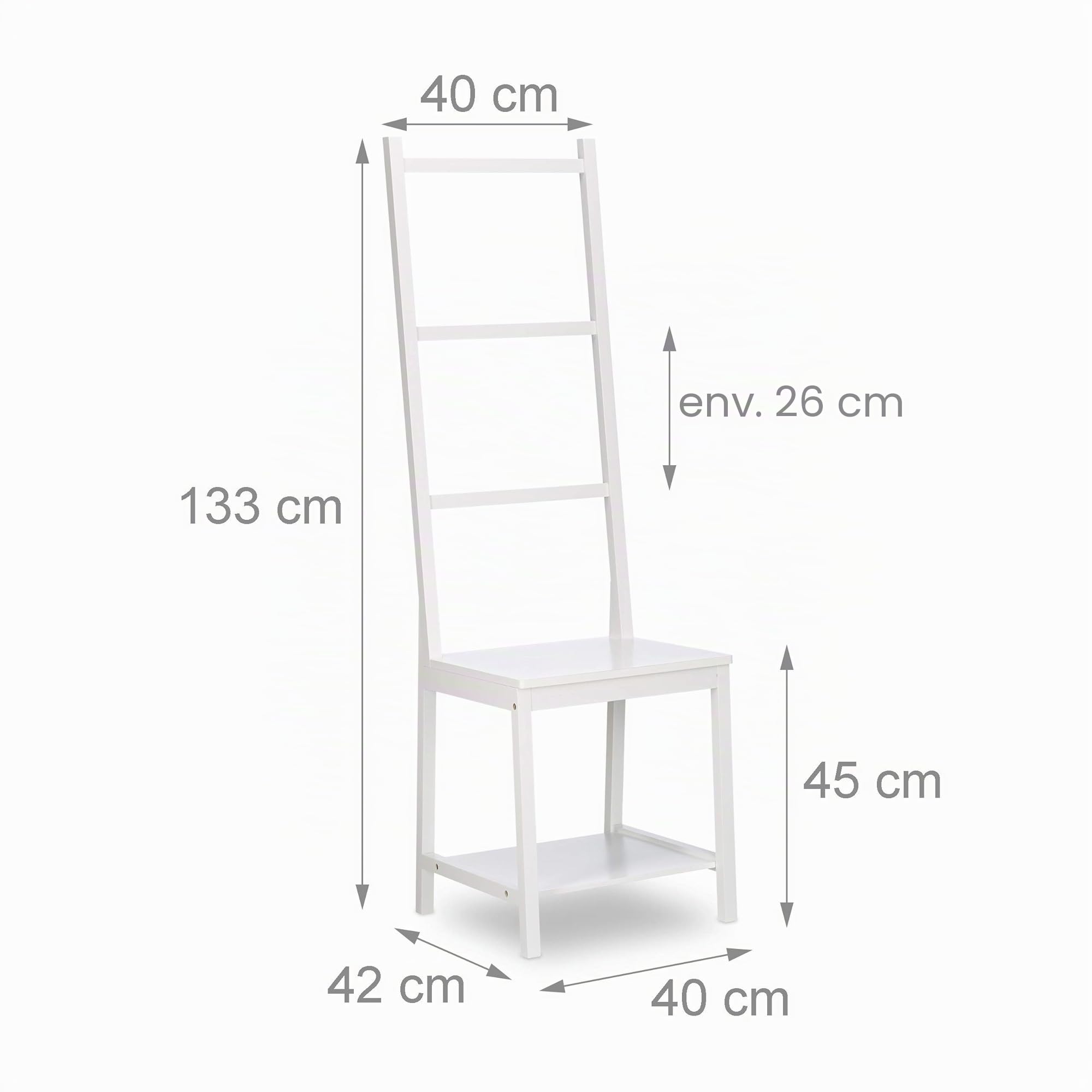 Relaxdays Blanc Porte Portant Range-Serviettes Bain Valet de Chambre Chaise de Lit Bambou 133x40x42cm