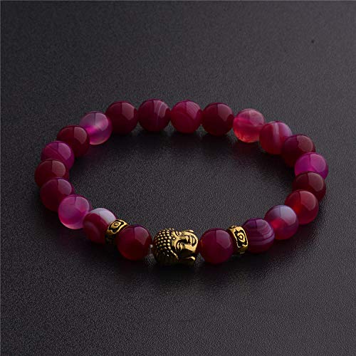 Bracelet en pierre véritable agate rose naturelle haut de gamme