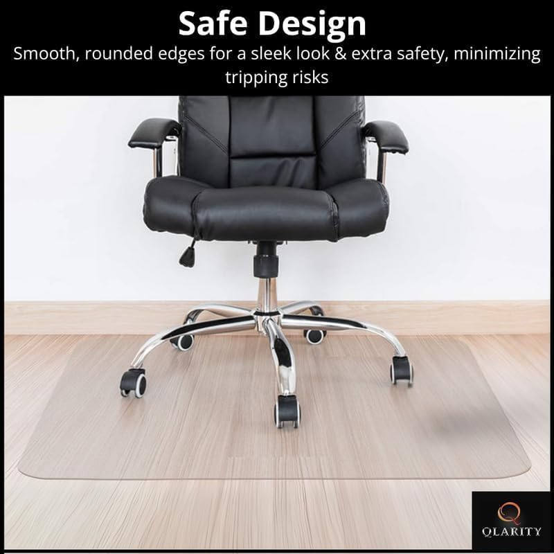 Image of Qlarity Covers 2mm Thick 48X60 Inch PVC Chair Mat for Hardwood /Tile /Laminate /Concrete Flooring | Prevents Scratches, Ensures Smooth Rolling & Non-Slip (Translucent)