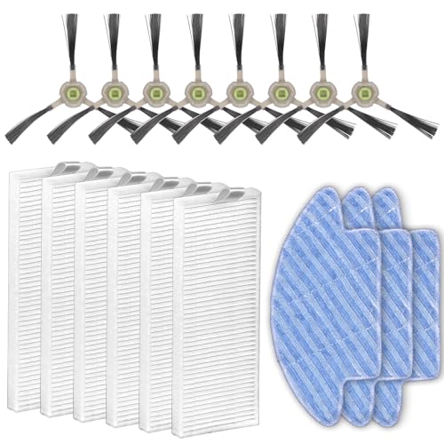 (17 Pezzi) M210 Ricambi Compatibili con Robot Aspirapolvere Lefant M210B, M213S, M210S, M210, M213, OKP Life K2, K3, K3A, K4, K5, 6 Filtri, 8 Spazzole Laterali, 3 Panni per Mocio, Kit di Accessori