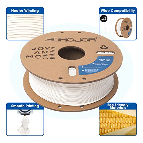 Image of 3DHoJor Matte PLA Filament 1.75mm, Upgrade 1kg Cardboard Spool PLA Filament 1.75 - PLA 3D Printing Filament, Print with Most 3D Printers Using 3D Filament(Matte White)
