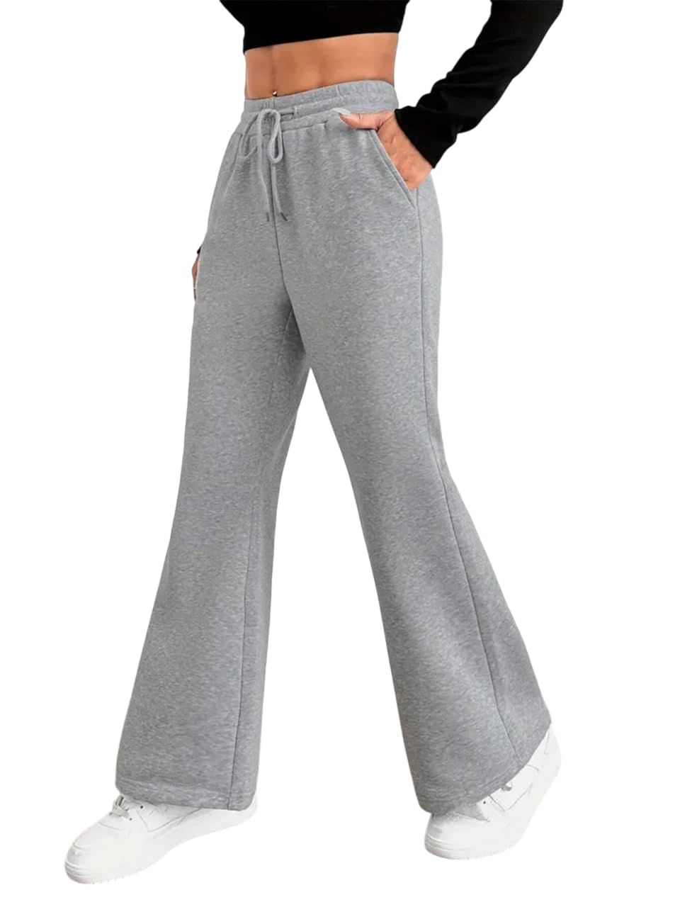 Straight Wide fit Long Length Open Bottom Jogger for Women/Trending Multi Pocket Style, Relaxed Casual Pants for Women