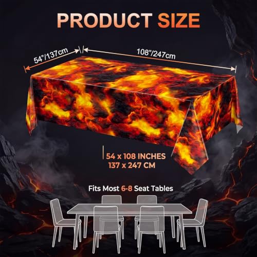Image of Tiamon Lava Tablecloth, Fire Flame Tablecloth Decoration, 54 inch x 108 inch,12 Pcs