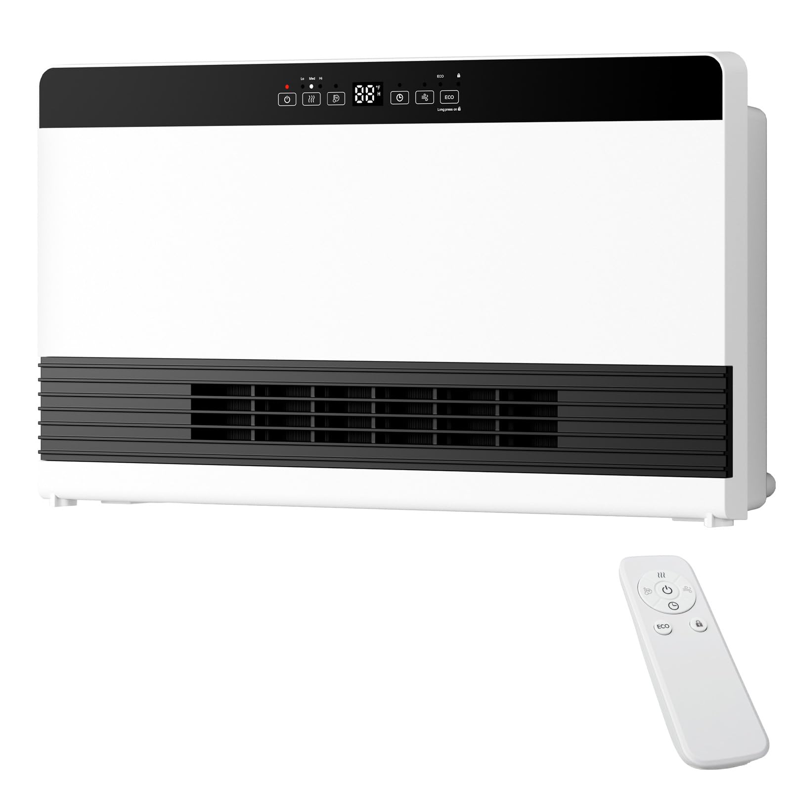 ZAFRO 1300W Space Heater, White | Wall-Mounted or Freestanding Design, 3 Heat Levels, Cool Fan, ECO Mode, 12-Hour Timer, Remote, Child Lock & Memory