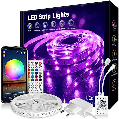 💡 Luminosità 3 volte superiore per l'atmosfera della camera e le feste: Dotato di chip LED SMD 5050 ad alta densità (22 lumen/LED), supera i modelli 3528, offrendo un'illuminazione uniforme e delicata per la camera, evitando il fastidio della luce. Perfetto anche per decorazioni natalizie, matrimoni e feste, creando un'atmosfera varia.