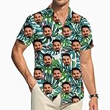ROHBVMN Camisa Hawaiana Personalizado Hombre Mujer Personalizada Manga Corta Camisas Verano Hawaiana Personalizada con tu Cara Estilo Funky para Verano y Playa Gracioso para