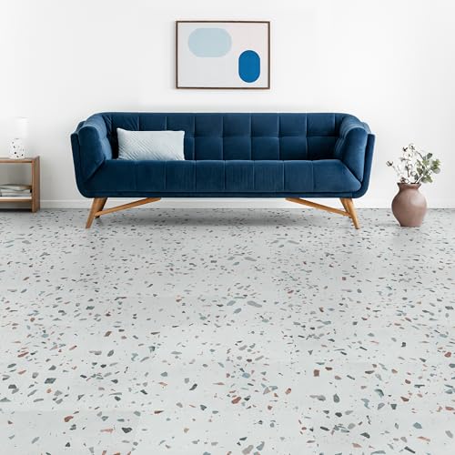 Image of Allure Luxury Vinyl Tile Flooring, 22 Mil Wear Layer, Ultima Earl Grey Terrazzo 12 inch x 24 inch, 6.5mm Thick Vinyl Tiles with Click and Lock Installation, 24 Boxes 565.44 sq ft.