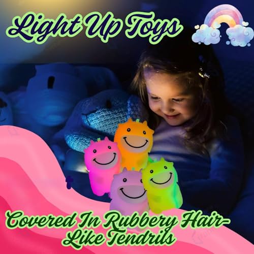 Image of GRAPHENE Flashing Squishy Stress Ball Soft Silicone Squeezable Puffer Sponge Stress Relief Toy Sensory Smiley LED Light Glowing Hair Sensory Fidget Toys for Kids Birthday Gift (Pack of 1)