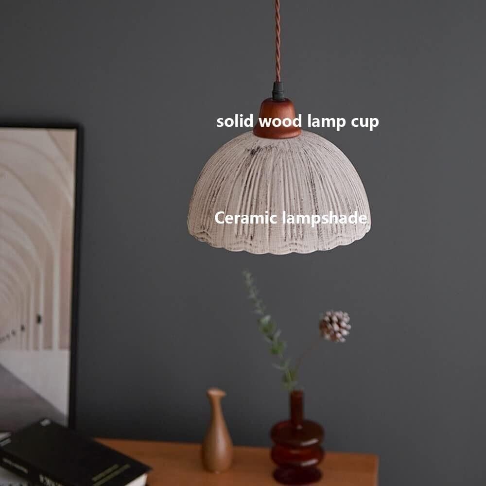 Lampada Sospesa Ceramica Vintage Rustica Mid‑Secolo Bordo Ondulato