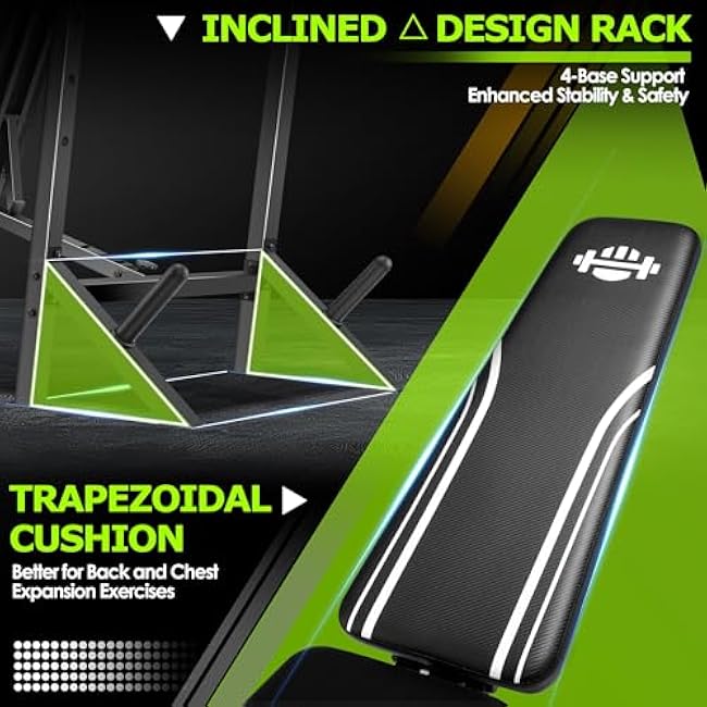 ANCHEER 900LBS Olympic Weight Bench Set with Squat Rack Adjustable Bench Press Bench with Leg Extension & Leg Curl, Incline Decline Flat Foldable Workout Bench for Home Gym(US Stock)