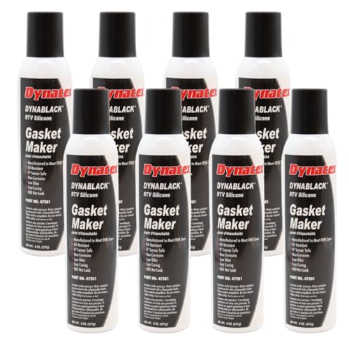 Image of Dynatex DynaBlack RTV Silicone Gasket Maker 8oz Auto Can - 500F High Temperature, Sensor Safe, Low Odor, and Non-Corrosive Silicone Sealing Compound Made in the USA (8-Pack)