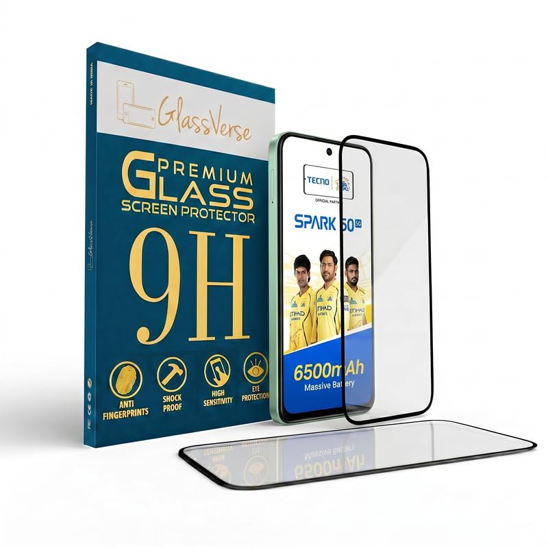 Image of GlassVerse Toughened Oleophobic Tempered Glass For Tecno Spark 50 5G (PACK OF 1) with Free Installation Kit. Full screen Coverage - 6.78 inch