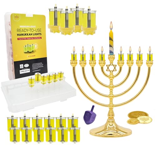 Hanukkah Pre-Filled Natural Olive Oil Glass Cup Candles 2.5 Hours 100 Percent Olive Oil Pre-Filled Ready to Use - 44 Cups for All 8 Nights of Hanukkah