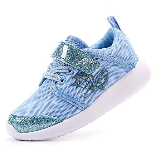 EIGHT KM KM Niñas Niños pequeños Niños EKM7022 Mariposa Transpirable Liviana Tela Cielo Azul Zapatillas de diseñador de Velcro Brillante Zapatos Escolares Tamaño 26