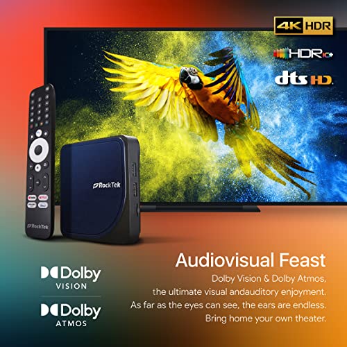Image of RockTek G2 Premium Google TV 4K UHD Streaming Player, HDR10+ Dolby Vision Atmos, Voice Remote, Netflix, Prime Video, Disney+, Hulu, Apple TV+ (Renewed)