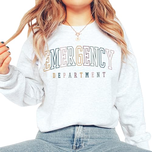 Emergency Department Sweatshirt, ER ED Nurse Life, Emergency Room Doctor Shirts, Group Team, Nursing School Grad, Unisex Crewneck Ash Grey