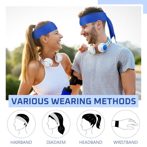 Image of Hiboom 30 Pack Tie Headband Bulk Sports Tennis Head Tie Ninja Karate Tie Back Athletic Sweatbands Adjustable Hair Bands for Women Men Basketball, Football, Soccer, Running, Yoga Workout
